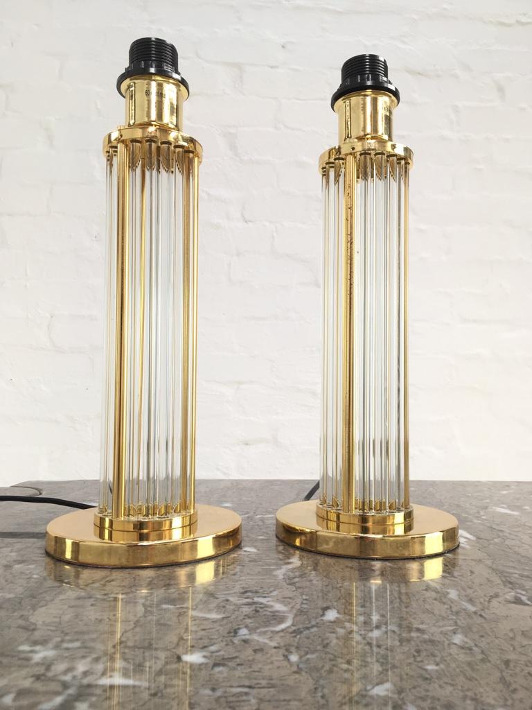 Late 20th Century Pair of Lucite and Brass Table Lamps 1970s