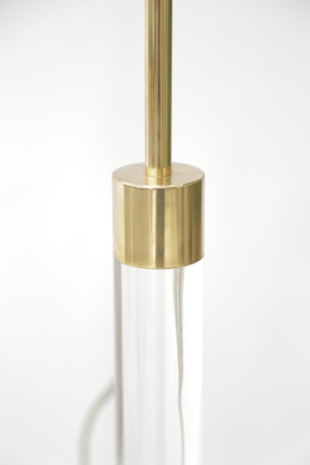 Pair of Lucite and Brass Table Lamps Attributed to Karl Springer In Good Condition In West Palm Beach, FL