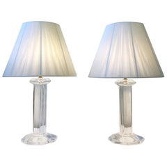 Pair of Lucite and Brass Table Lamps by Karl Springer