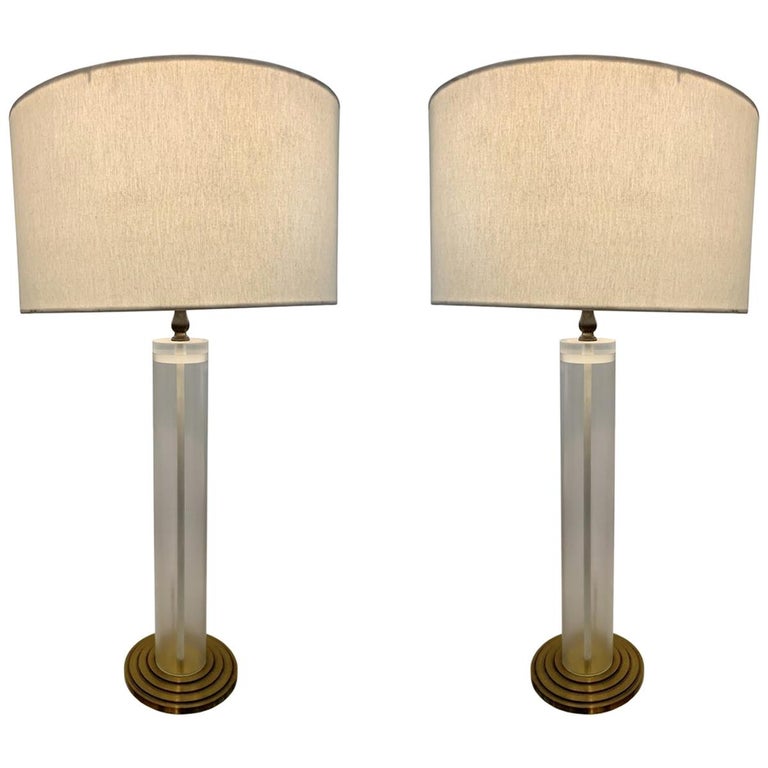 Brass Table Lamps With Graduated Base, Fluted Candlestick Antique Brass Table Lamp Base