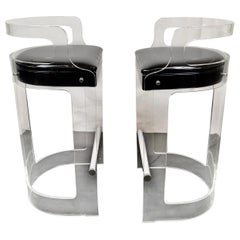 Pair of Lucite Barstools designed by Charles Hollis Jones for Hill MFG, 1970's