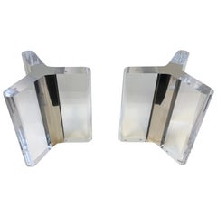 Pair of Lucite and Chrome Dining Table Bases by Charles Hollis Jones