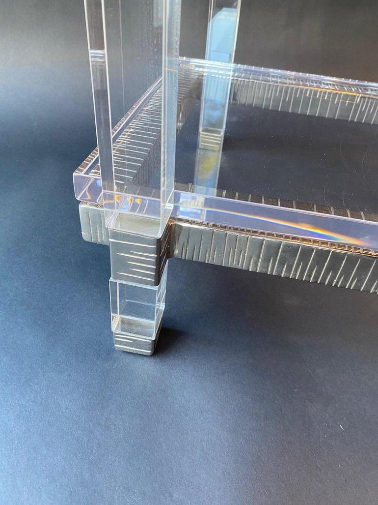 Paire de tables cocktail en lucite et chrome, USA, 1970 Excellent état - En vente à Los Angeles, CA