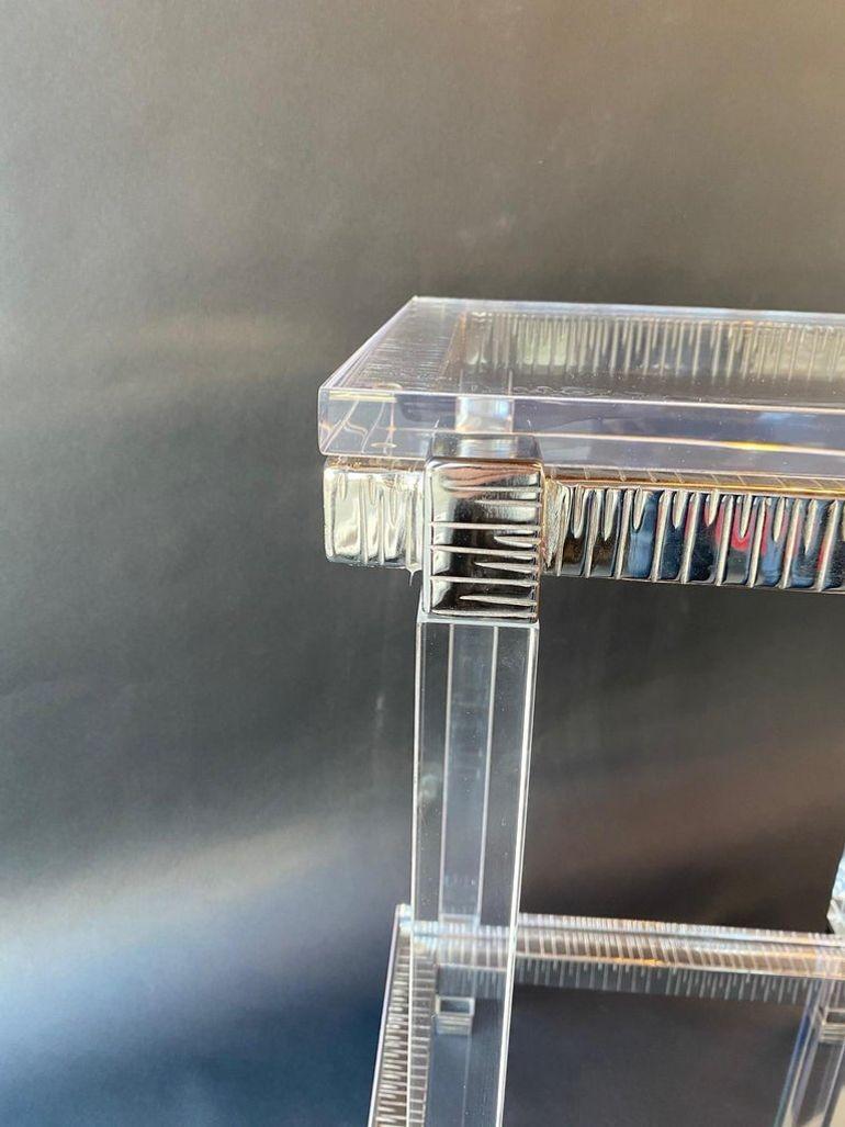 Lucite Paire de tables cocktail en lucite et chrome, USA, 1970 en vente