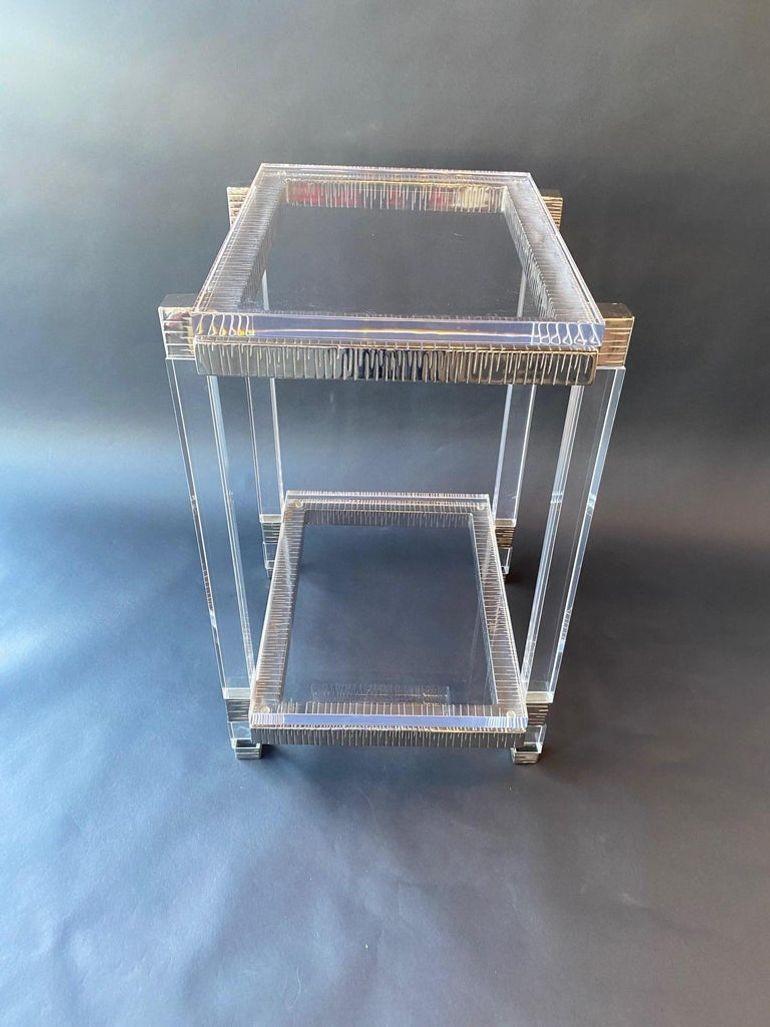 Paire de tables cocktail en lucite et chrome, USA, 1970 en vente 2