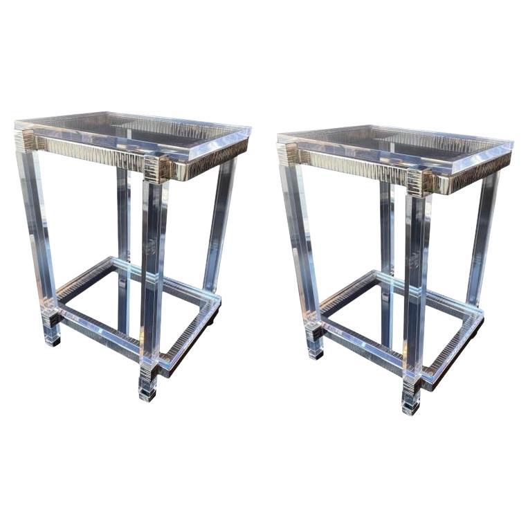 Pareja de Cocktail Tables laterales de lucita y cromo, EEUU, años 70