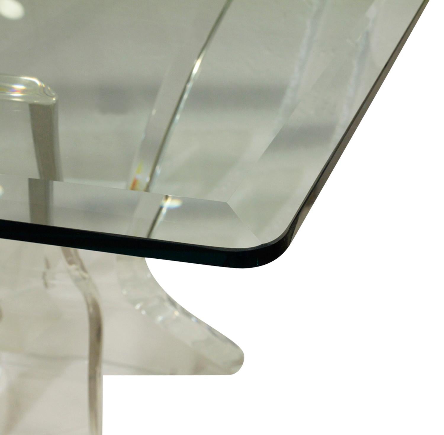 Late 20th Century Pair of Lucite and Glass Sculptural End Tables, 1970s