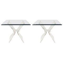 Pair of Lucite and Glass Sculptural End Tables, 1970s