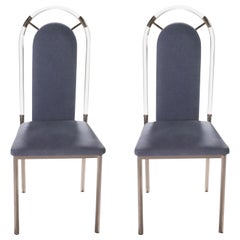 Pair of Lucite and Gunmetal Chairs by Maison Jansen, 1970s