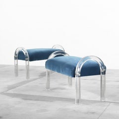 Pair of Lucite Arched Benches by Charles Hollis Jones