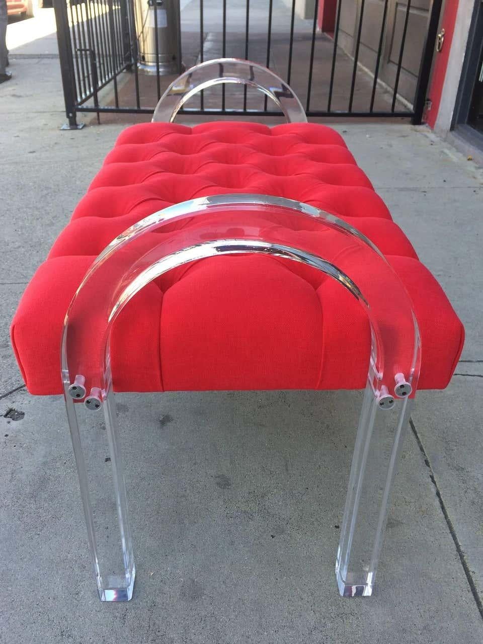 Pair of Lucite Arched Benches by Charles Hollis Jones For Sale 1