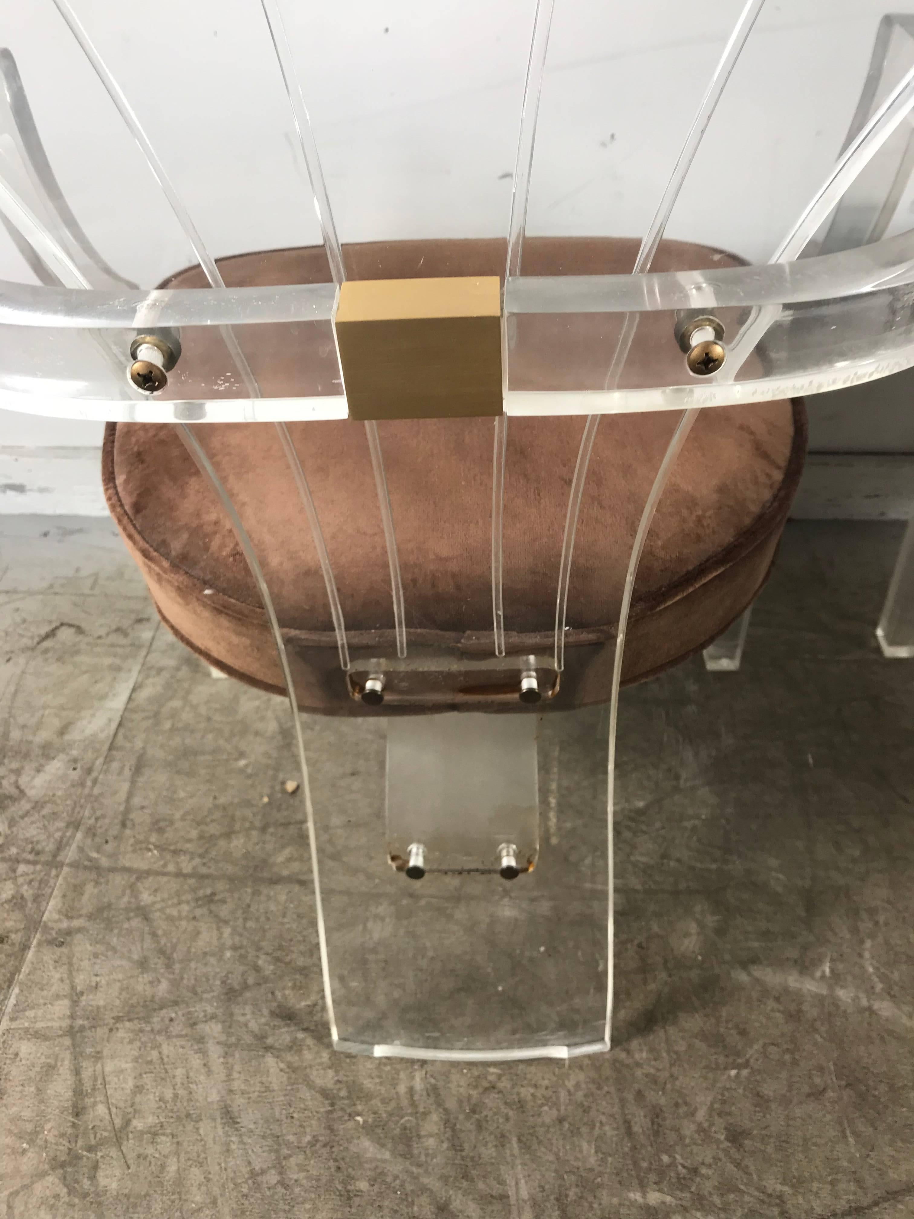 Art Deco Pair of Lucite Arm Chairs by Hill Manufacturing after Charles Hollis Jones