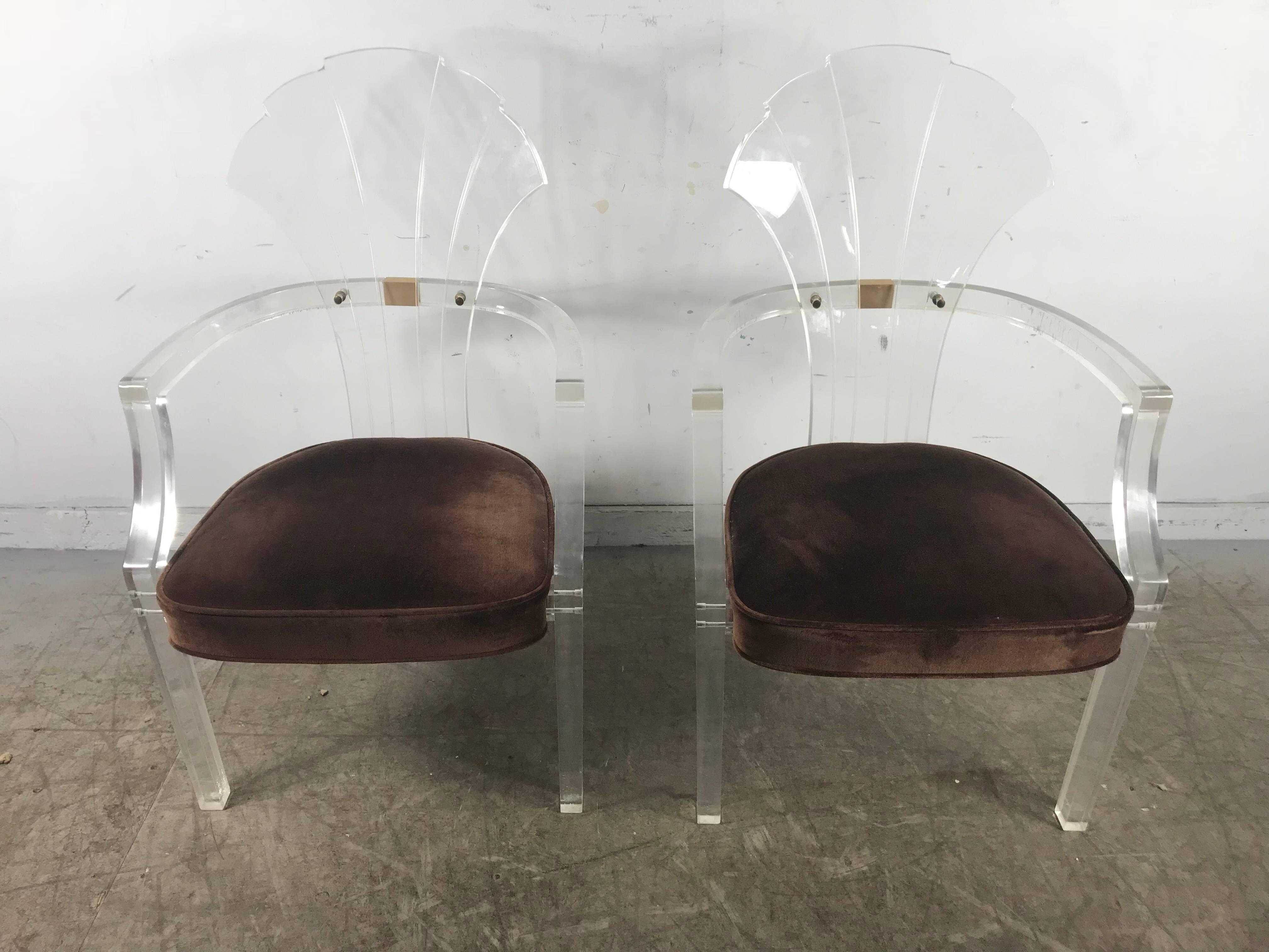 American Pair of Lucite Arm Chairs by Hill Manufacturing after Charles Hollis Jones