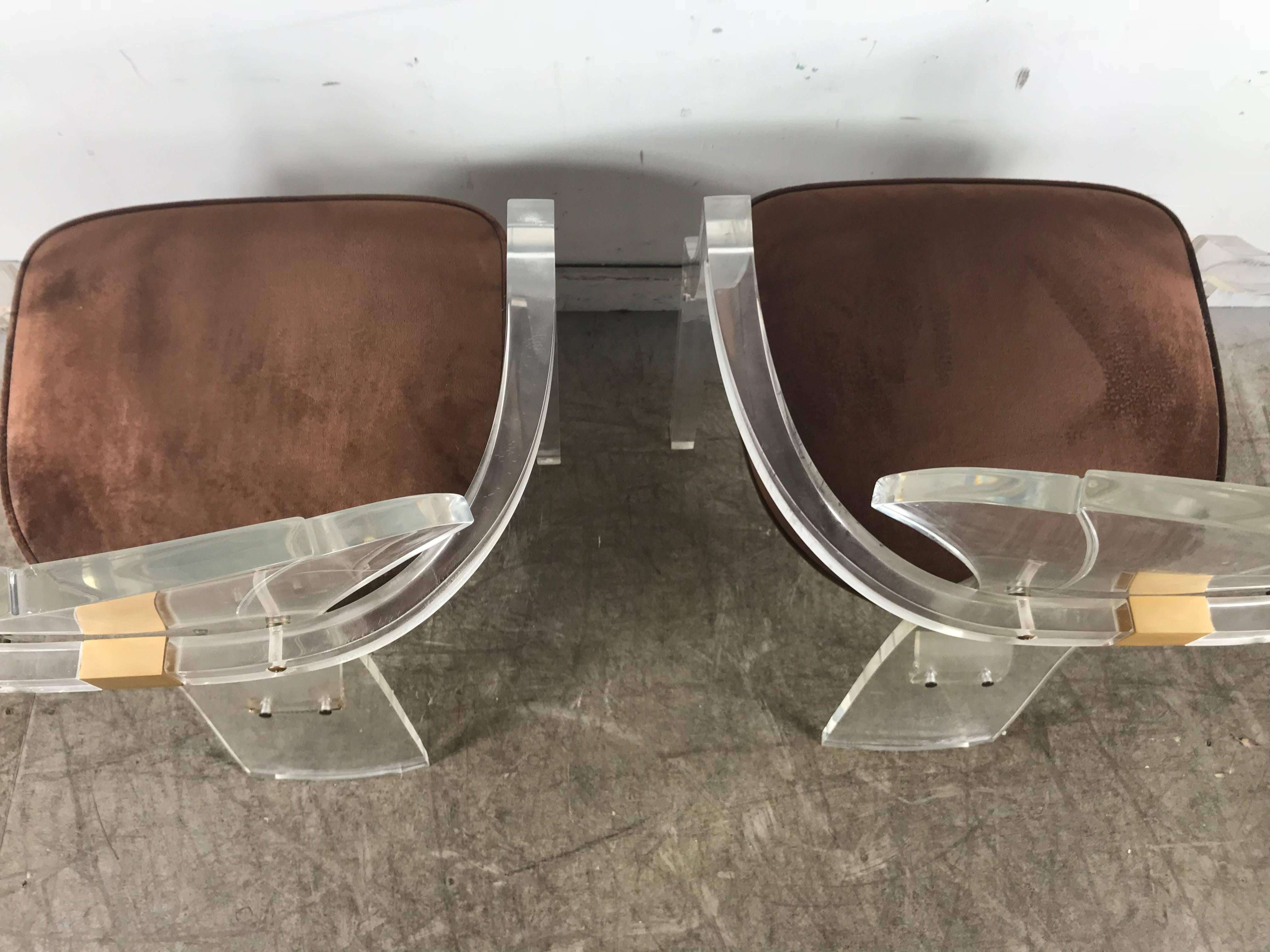 Pair of Lucite Arm Chairs by Hill Manufacturing after Charles Hollis Jones 3
