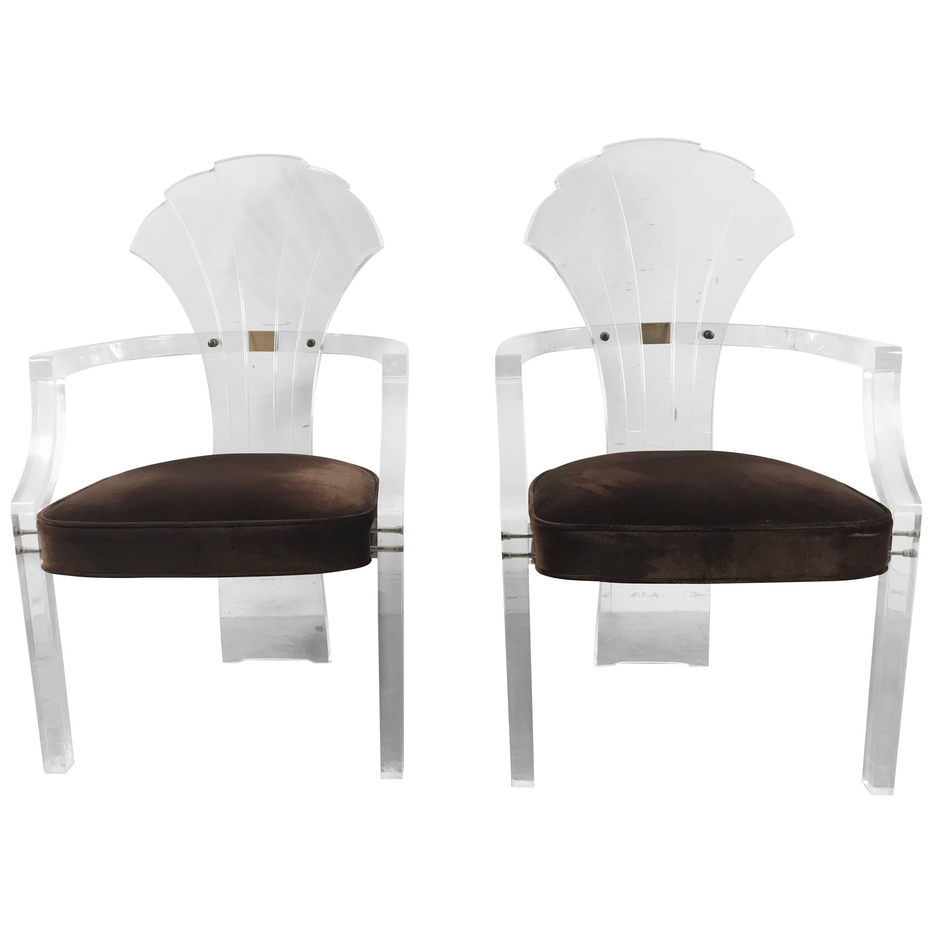 Pair of Lucite Arm Chairs by Hill Manufacturing after Charles Hollis Jones