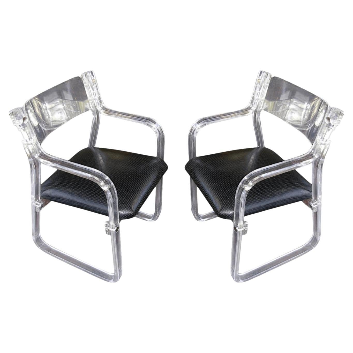 Pair of Lucite Armchairs For Sale