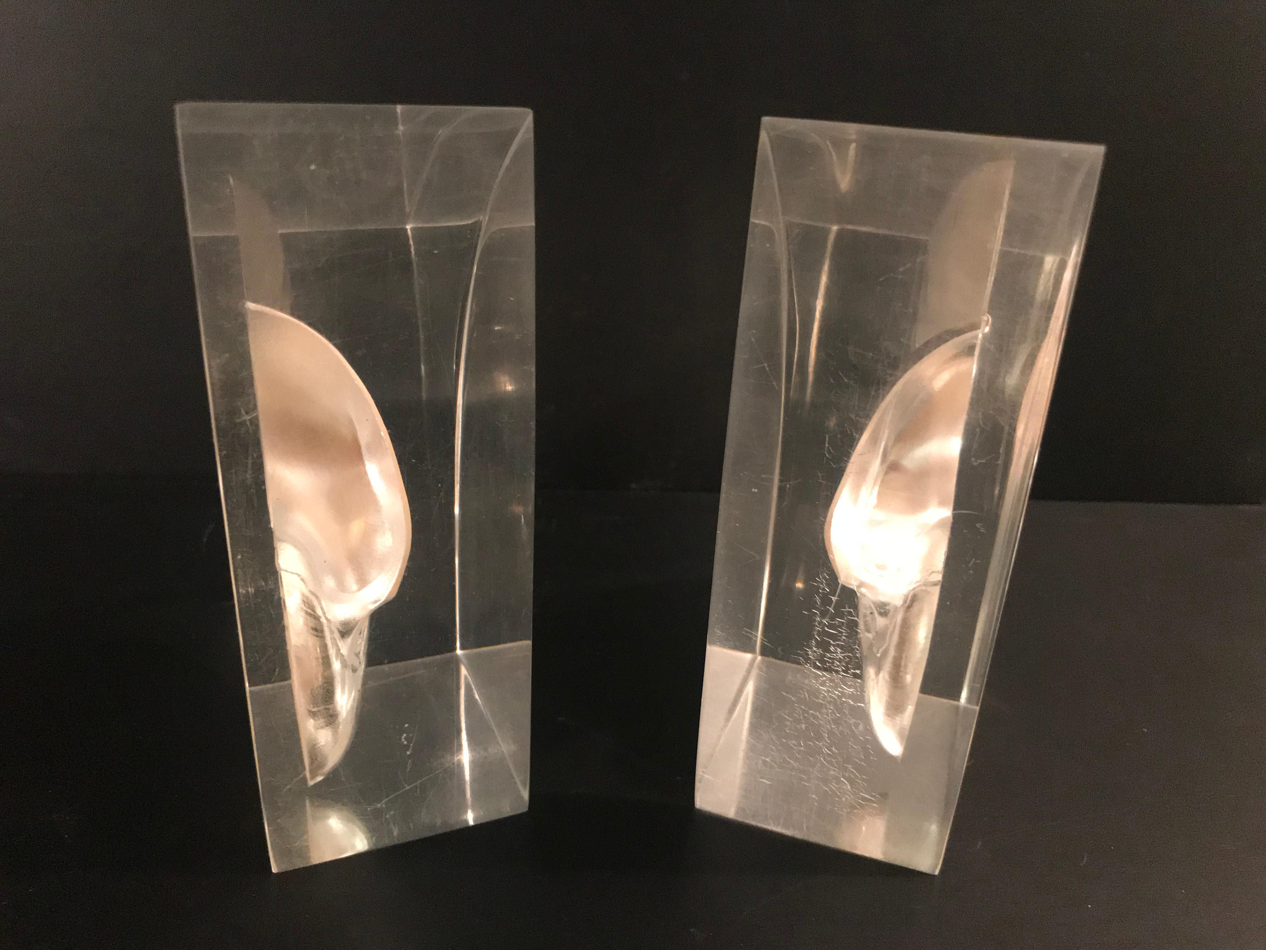 Pair of Lucite Bookends with Encased Nautilus Shell For Sale 10