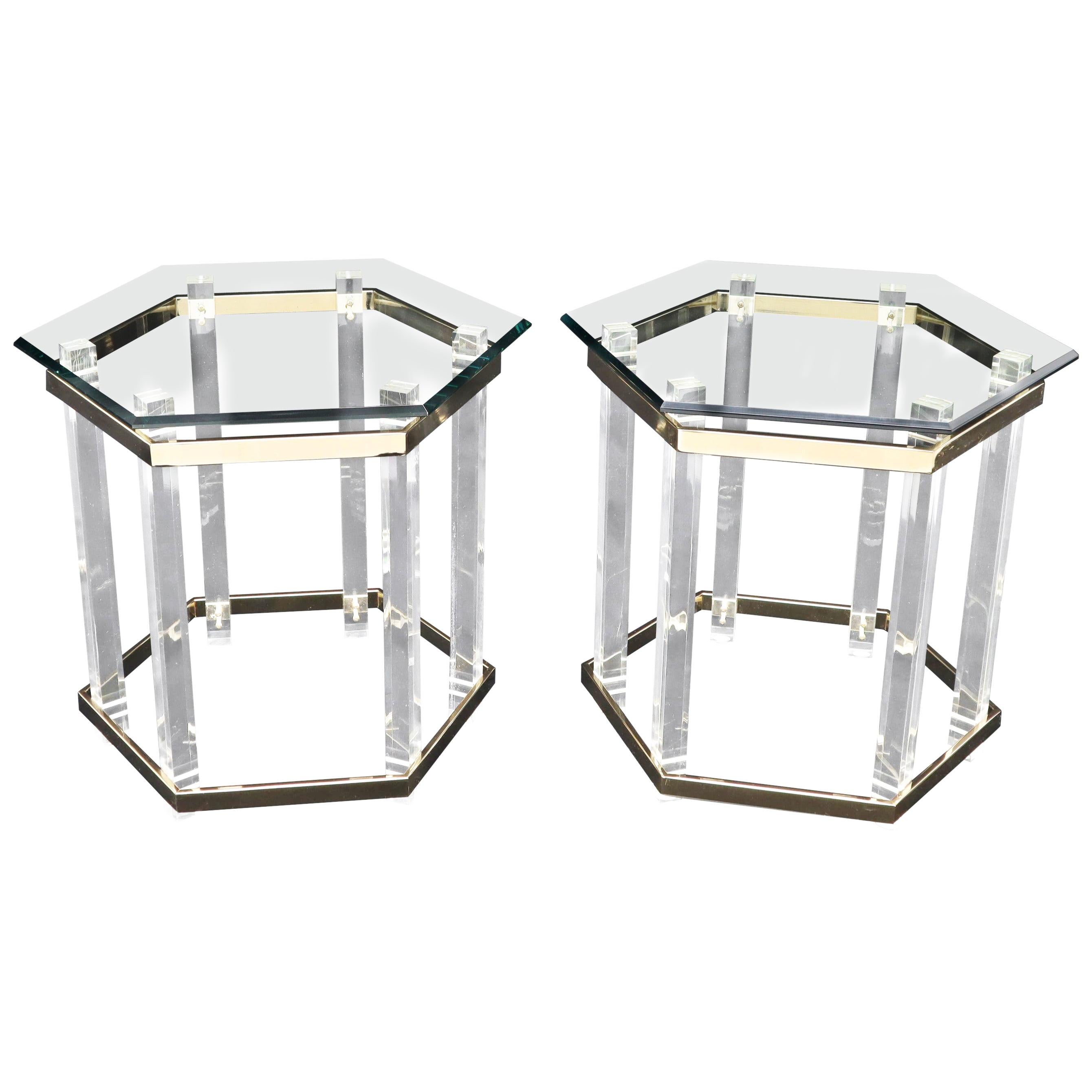 Pair Of Lucite And Glass End Tables/ Night Stands at 1stdibs