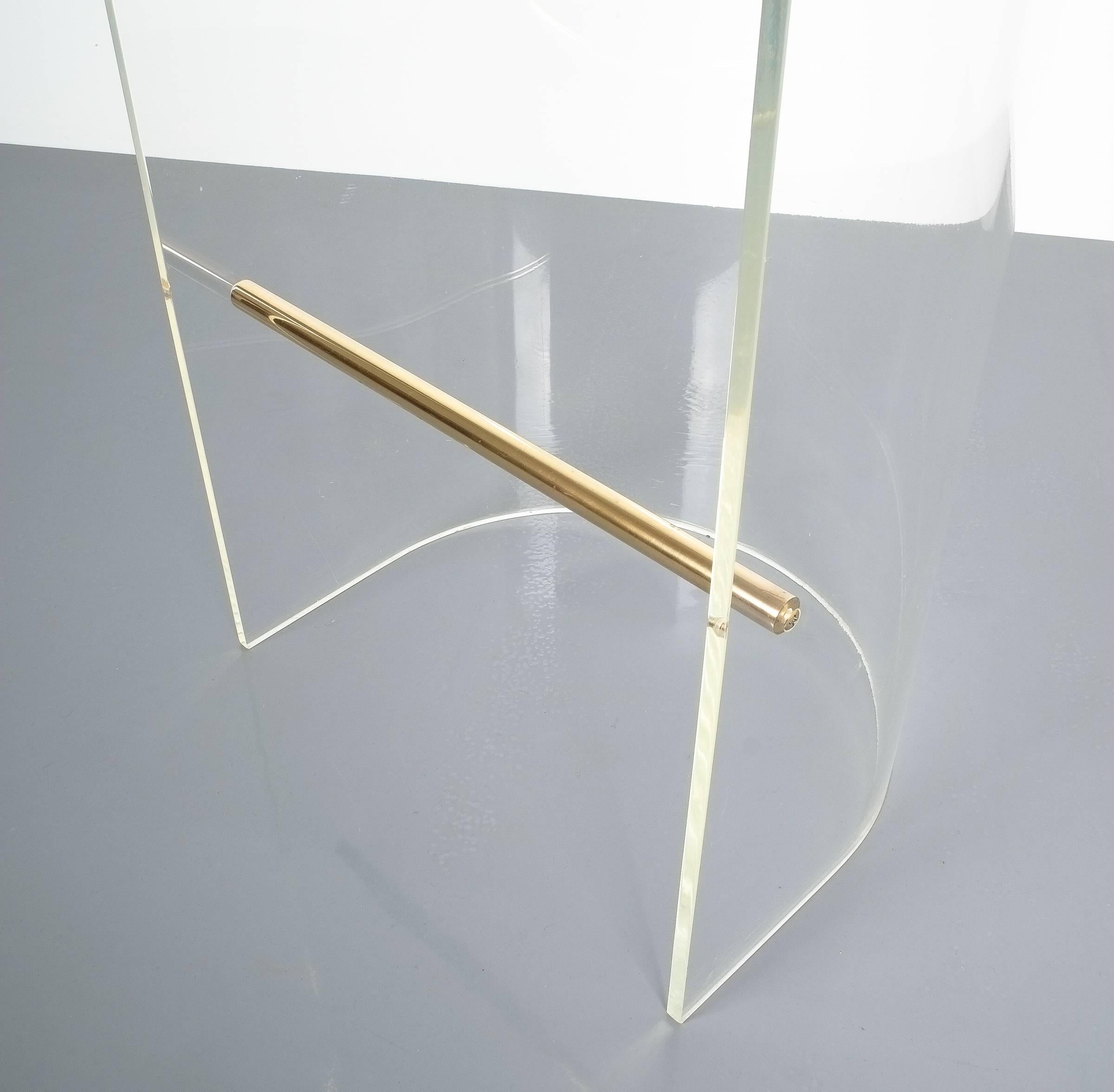 Pair of Lucite Brass Bar Stools Style Charles Hollis Jones, 1960 3
