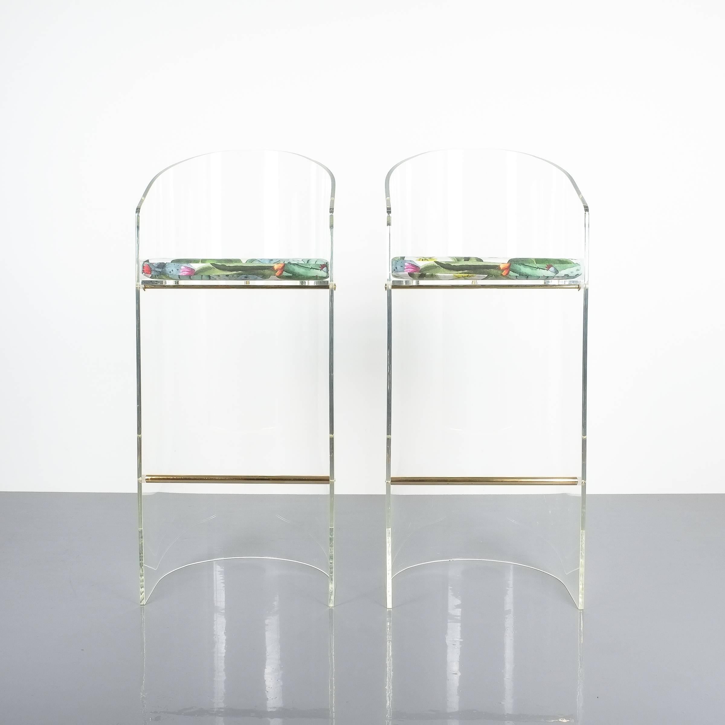 lucite and brass bar stools