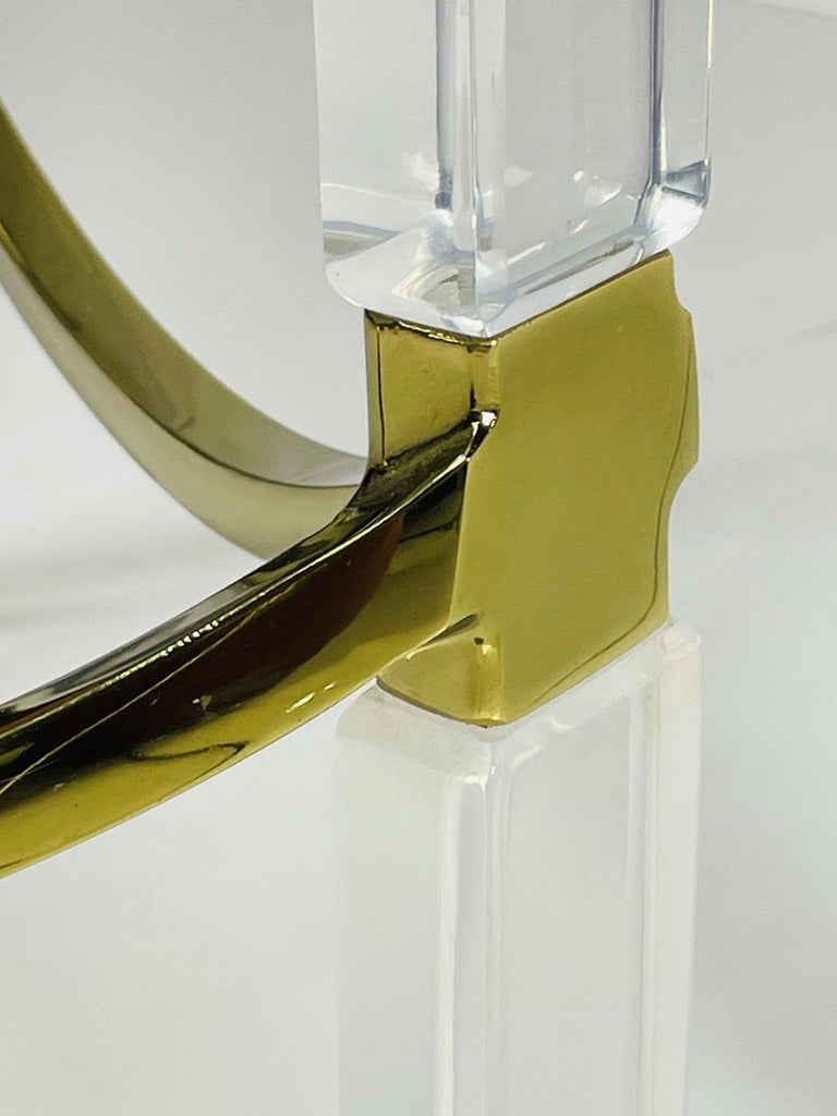 Pair of Lucite and Brass Side Tables by Charles Hollis Jones 