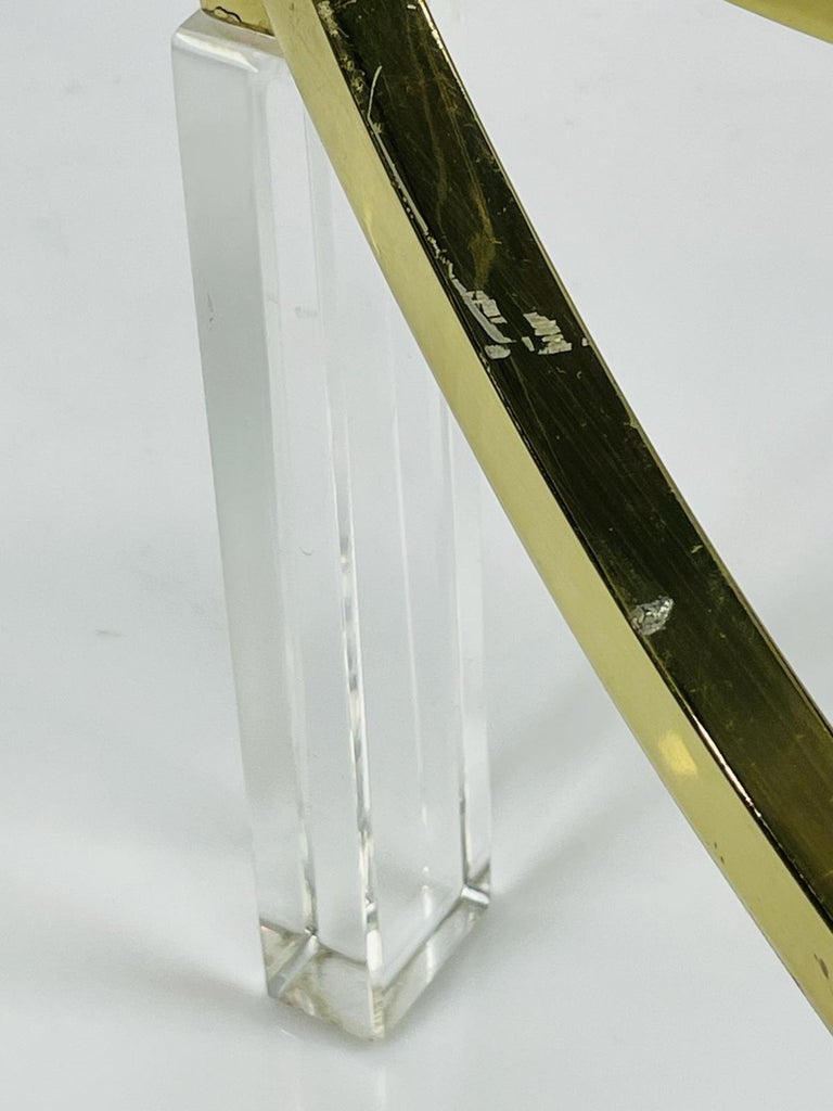 Pair of Lucite and Brass Side Tables by Charles Hollis Jones 