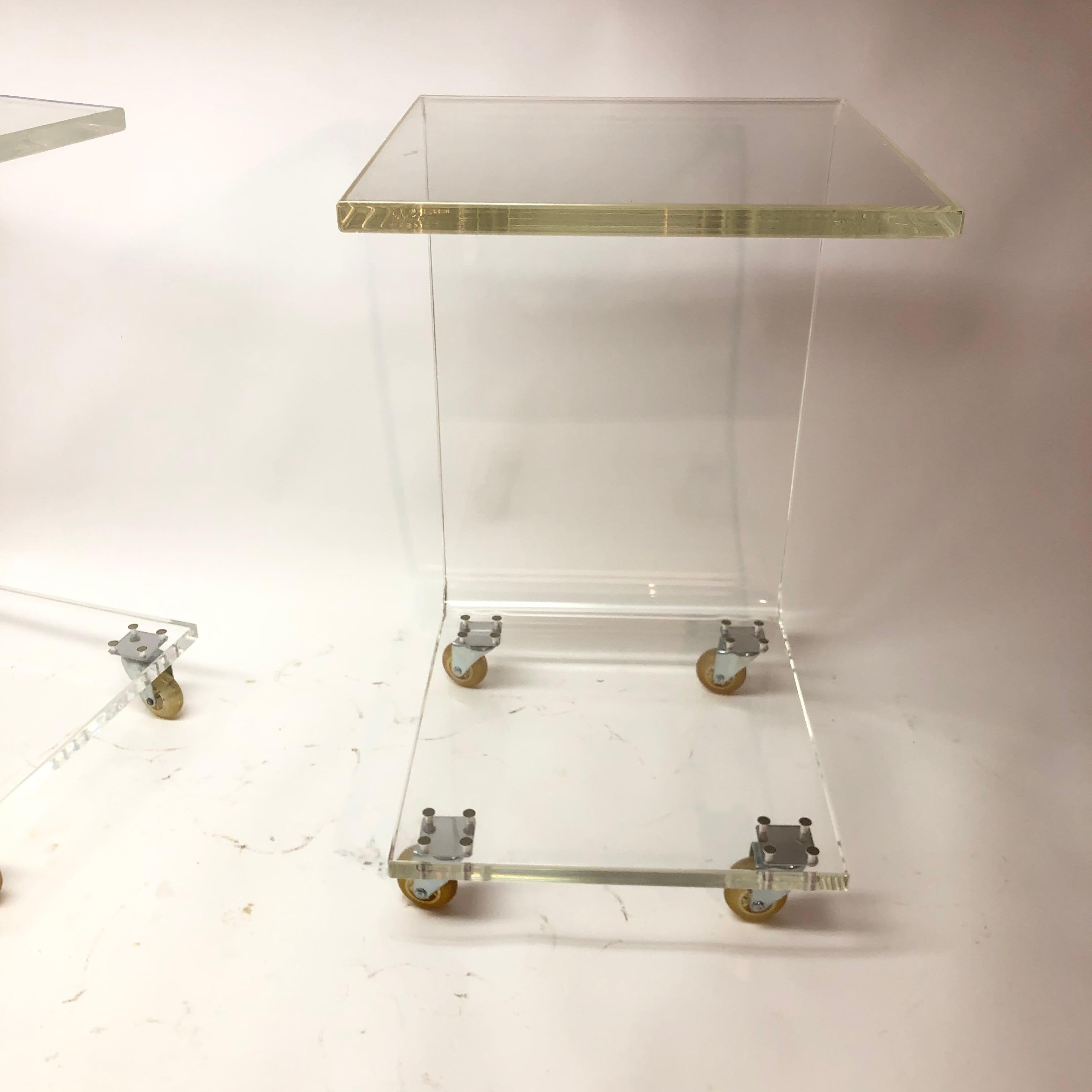 Lucite Cart on Castors In Good Condition For Sale In East Hampton, NY