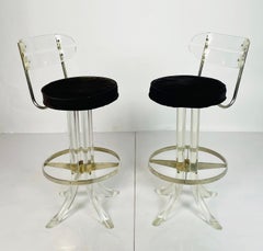 Coppia di sgabelli in lucite e cromo di Charles Hollis Jones, USA, anni '70