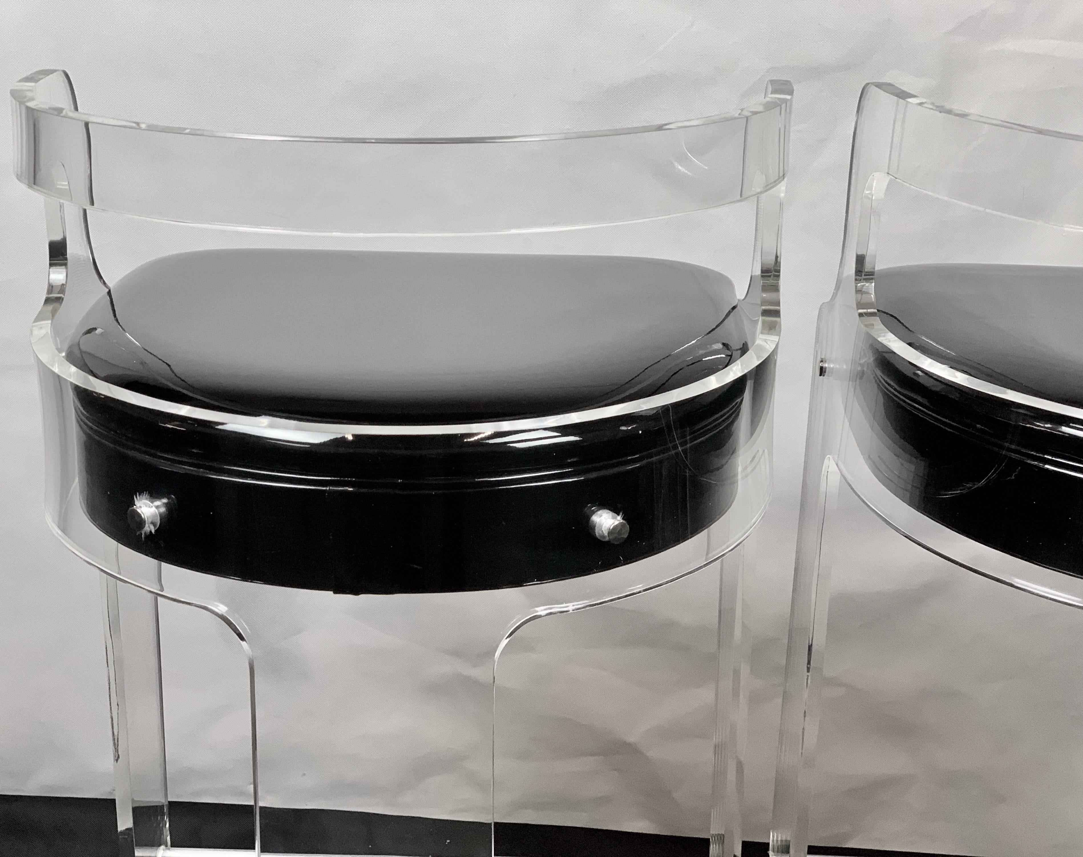 American Pair of Lucite Barstools designed by Charles Hollis Jones for Hill MFG, 1970's