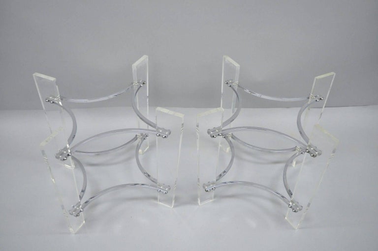 Pair of Lucite and Chrome Sculptural Mid-Century Modern End Table Bases ...
