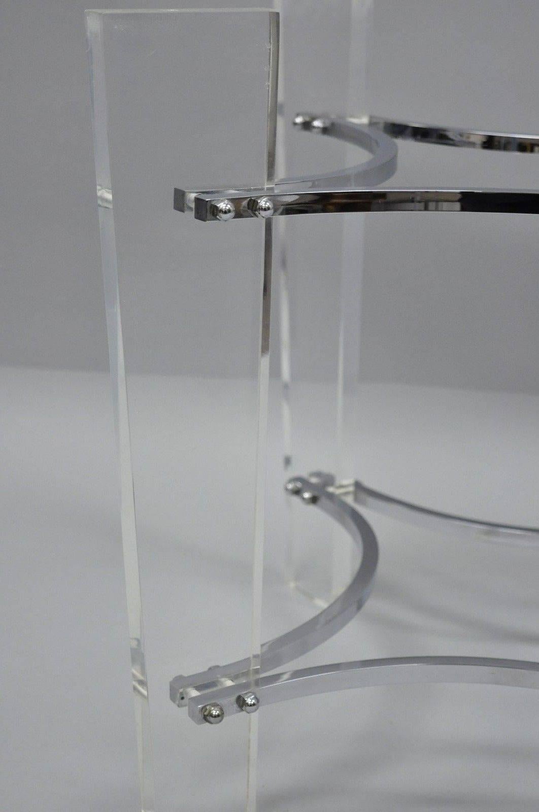 Mid-20th Century Pair of Lucite & Chrome Sculptural Mid-Century Modern End Table Bases For Sale