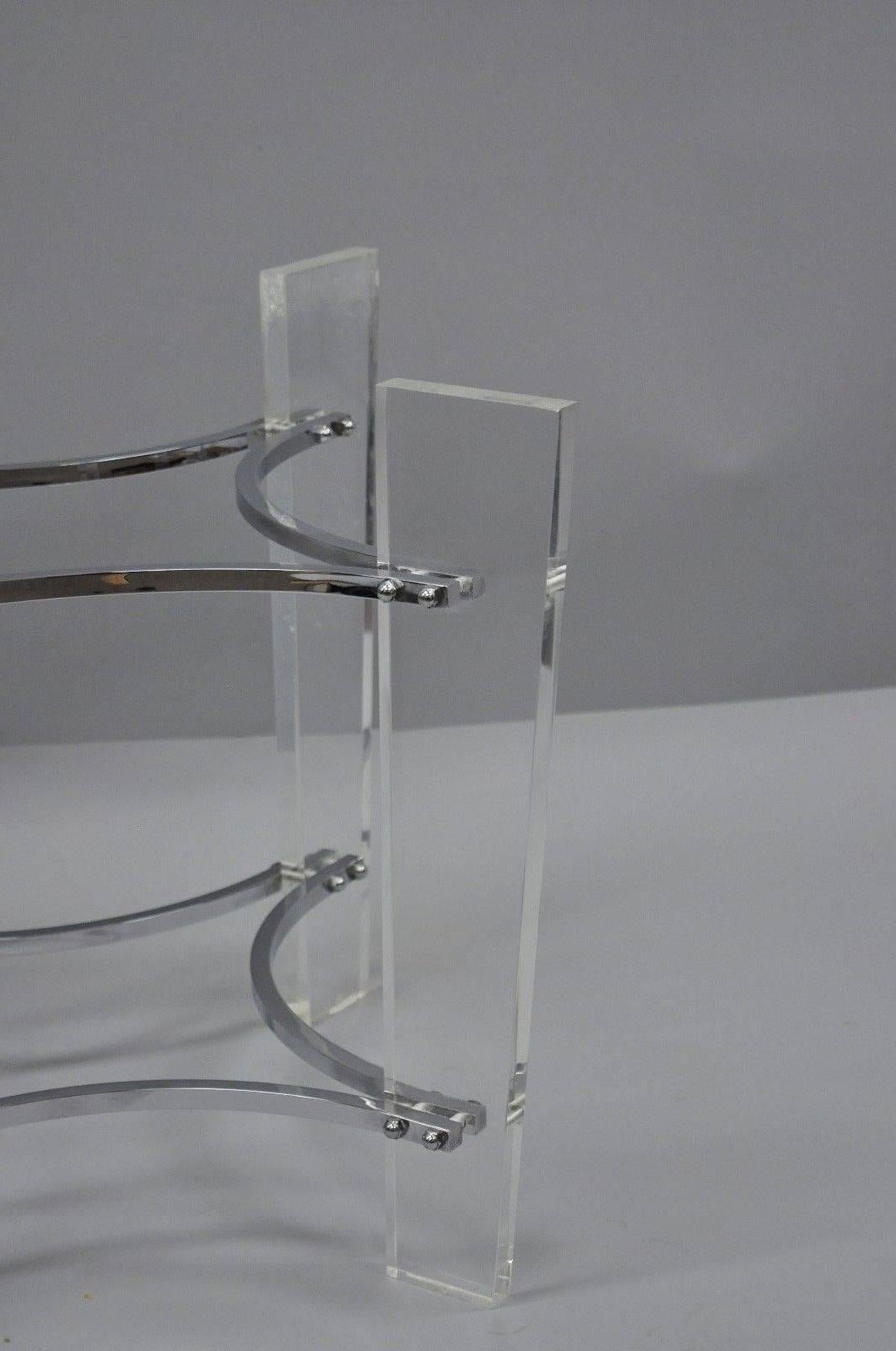 Pair of Lucite & Chrome Sculptural Mid-Century Modern End Table Bases For Sale 2