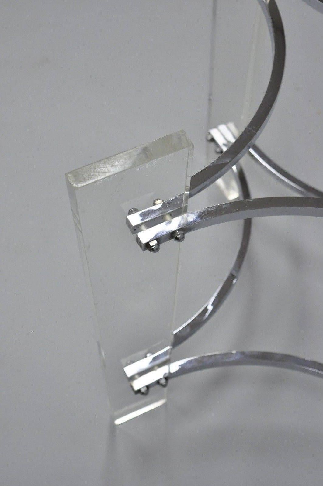 Pair of Lucite & Chrome Sculptural Mid-Century Modern End Table Bases For Sale 4