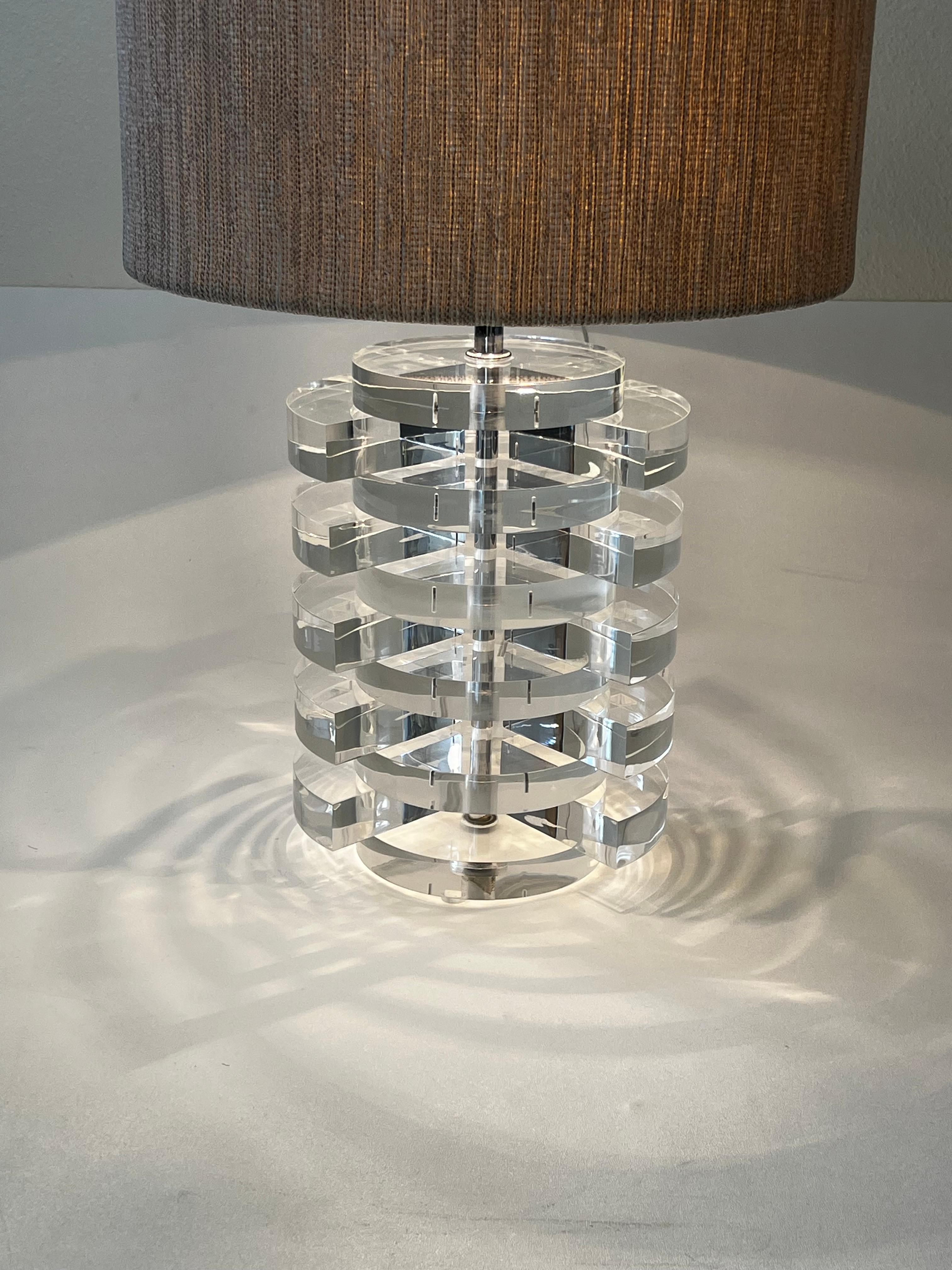 Pair of Lucite & Chrome Table Lamps by Karl Springer For Sale 3