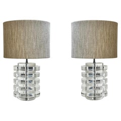 Coppia di lampade da tavolo in lucite e cromo di Karl Springer