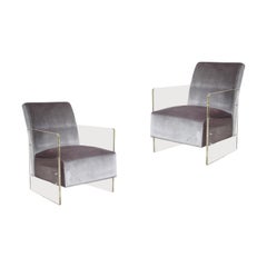 Vintage Pair of Lucite Club Chairs