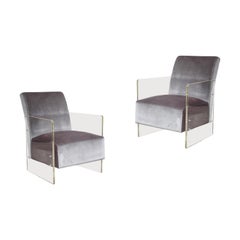 Retro Pair of Lucite Club Chairs