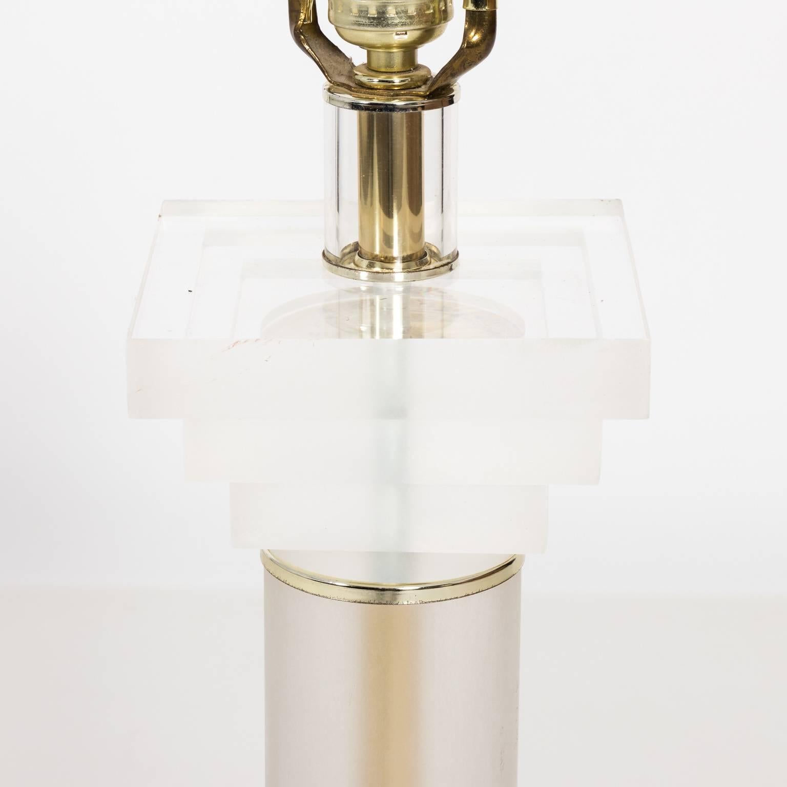 Pair of Lucite Column Lamps, circa 1970s 6