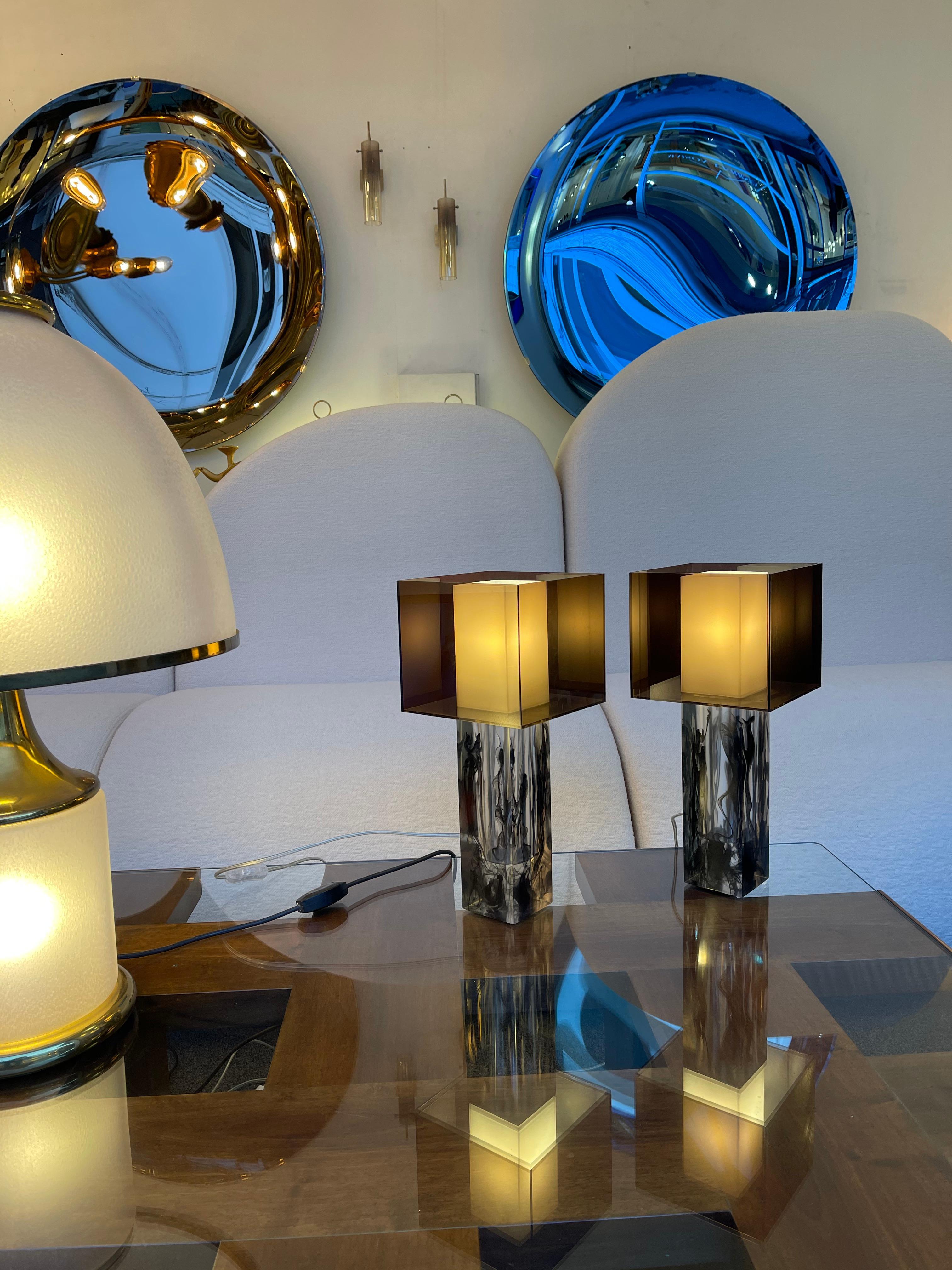 Pair of Lucite Cube Lamps by Ateljé Lyktan. Sweden, 1990s 4