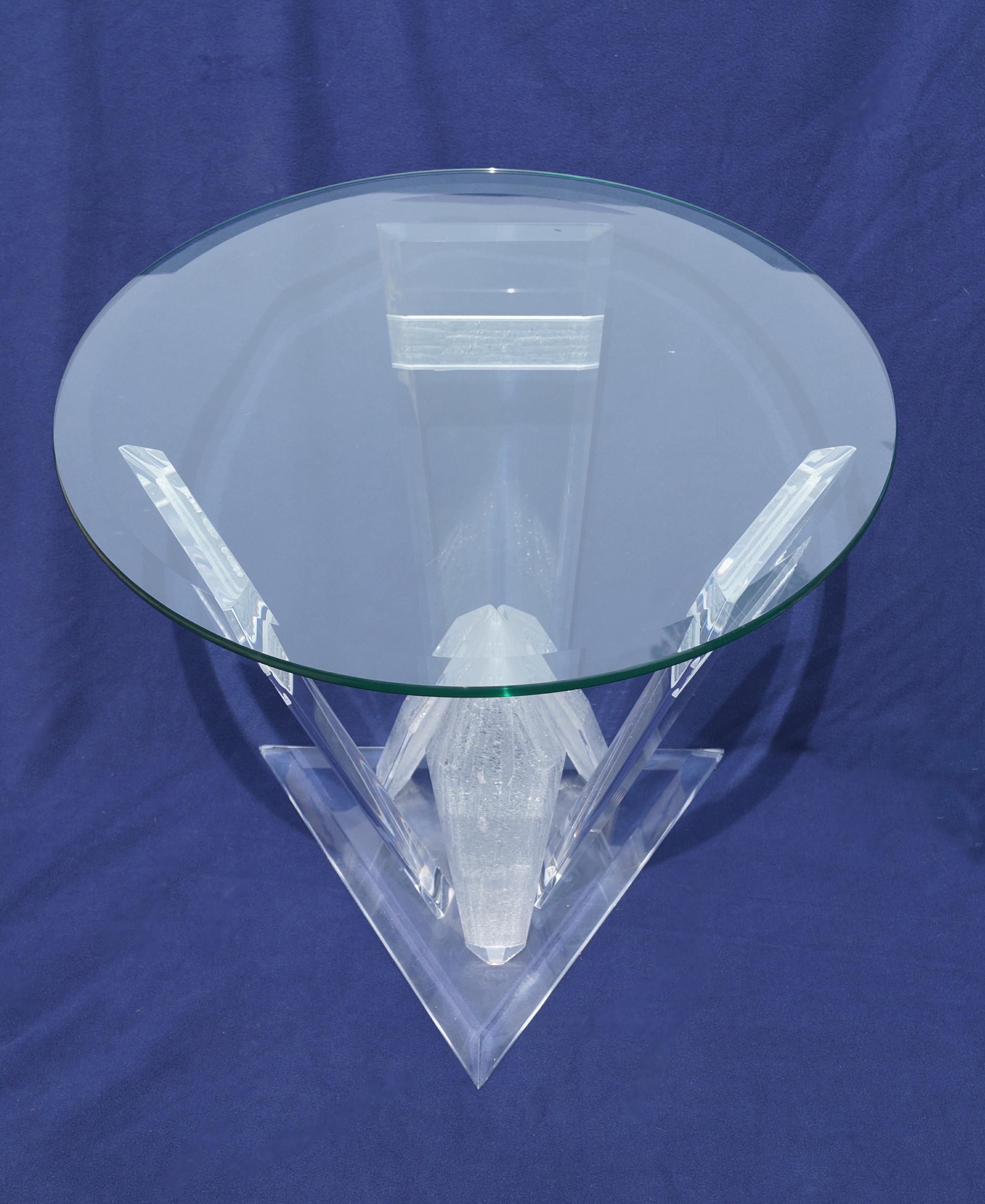 Other Pair of Lucite Glacier Iceberg Sculptural End Side Tables Glass Top For Sale