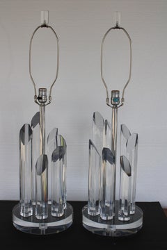 Coppia di lampade in lucite di Astrolite per Ritts Company, Los Angeles, CA.