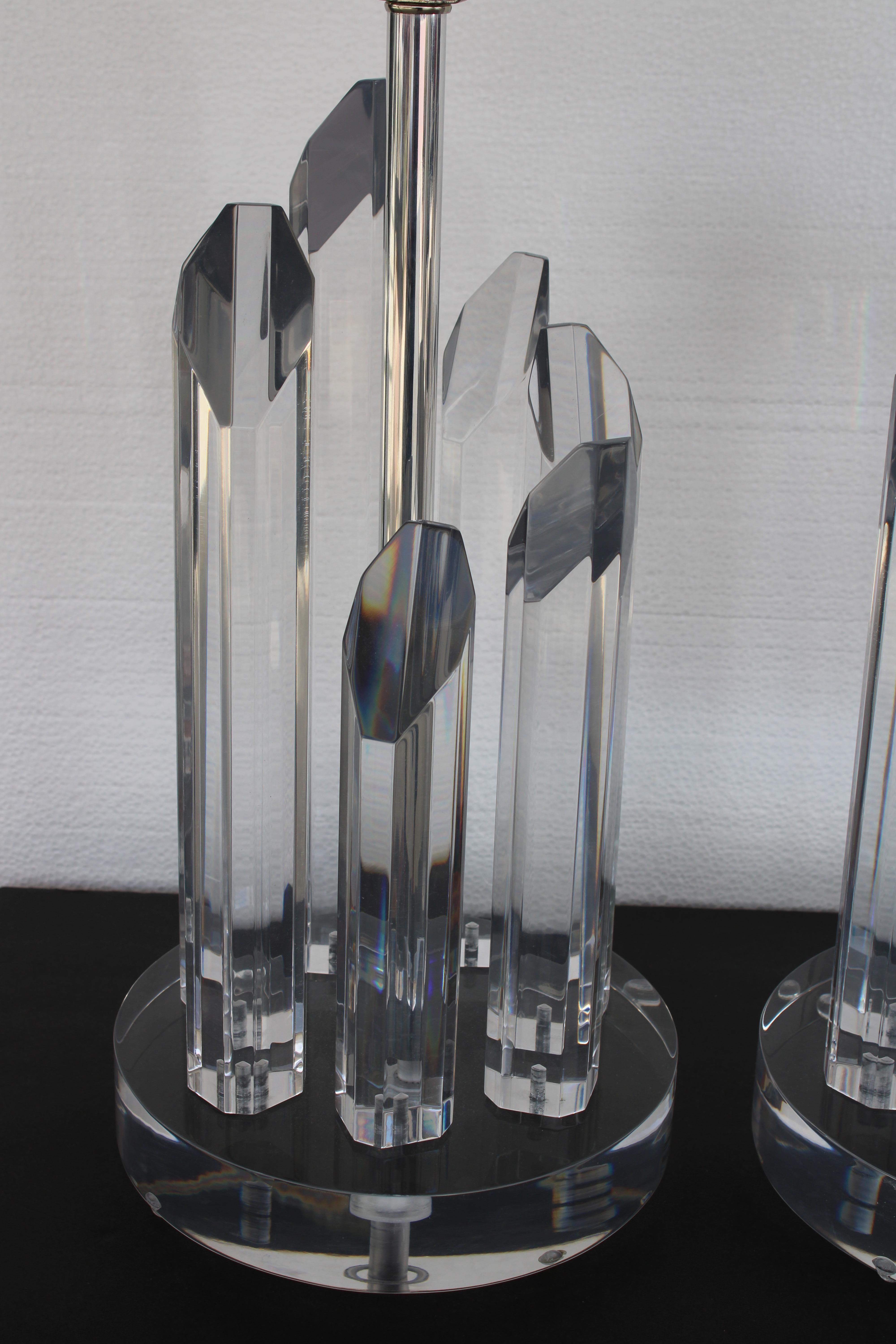 Mid-Century Modern Pair of Lucite Lamps by Astrolite for Ritts Company, Los Angeles, CA.