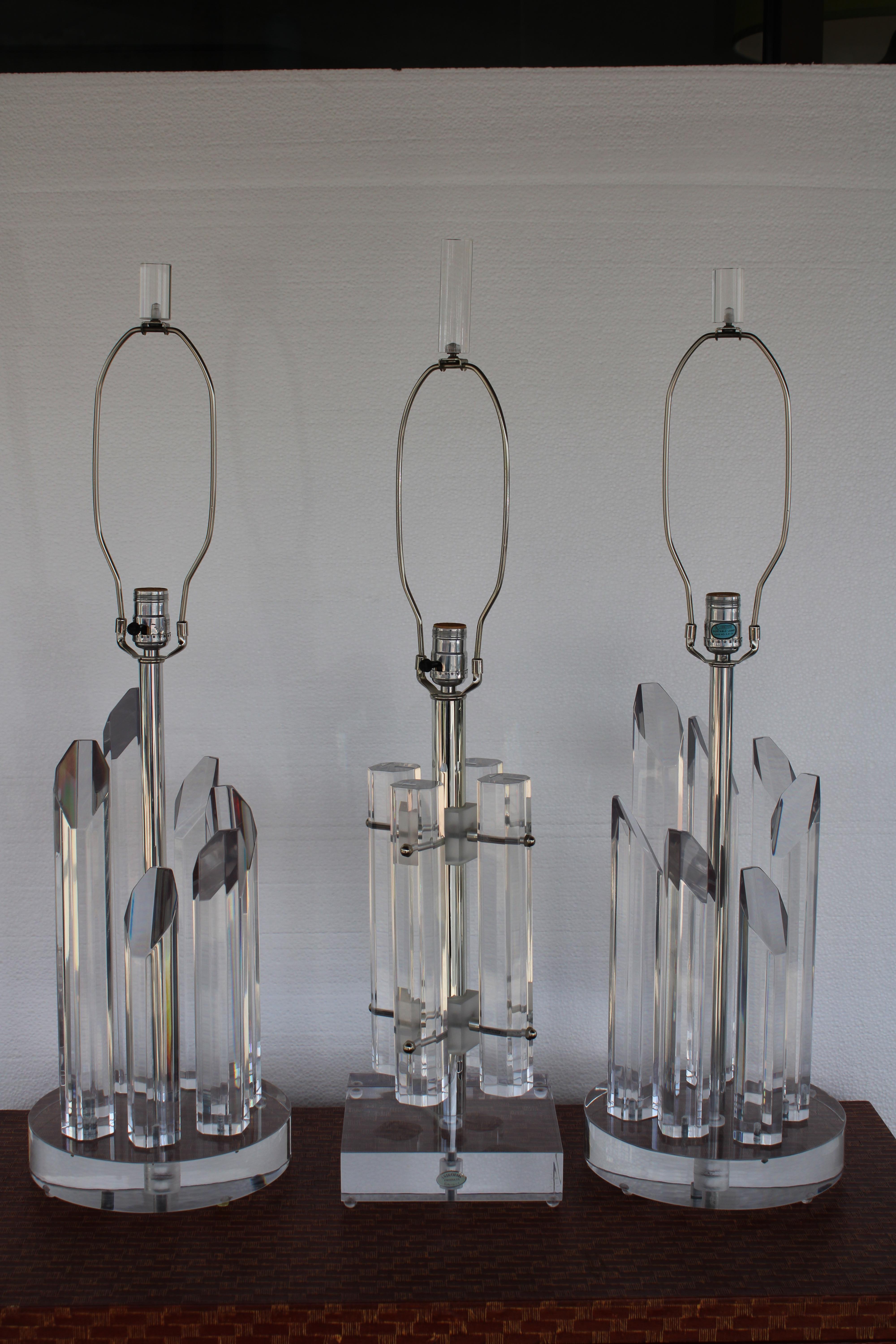 Pair of Lucite Lamps by Astrolite for Ritts Company, Los Angeles, CA. 1