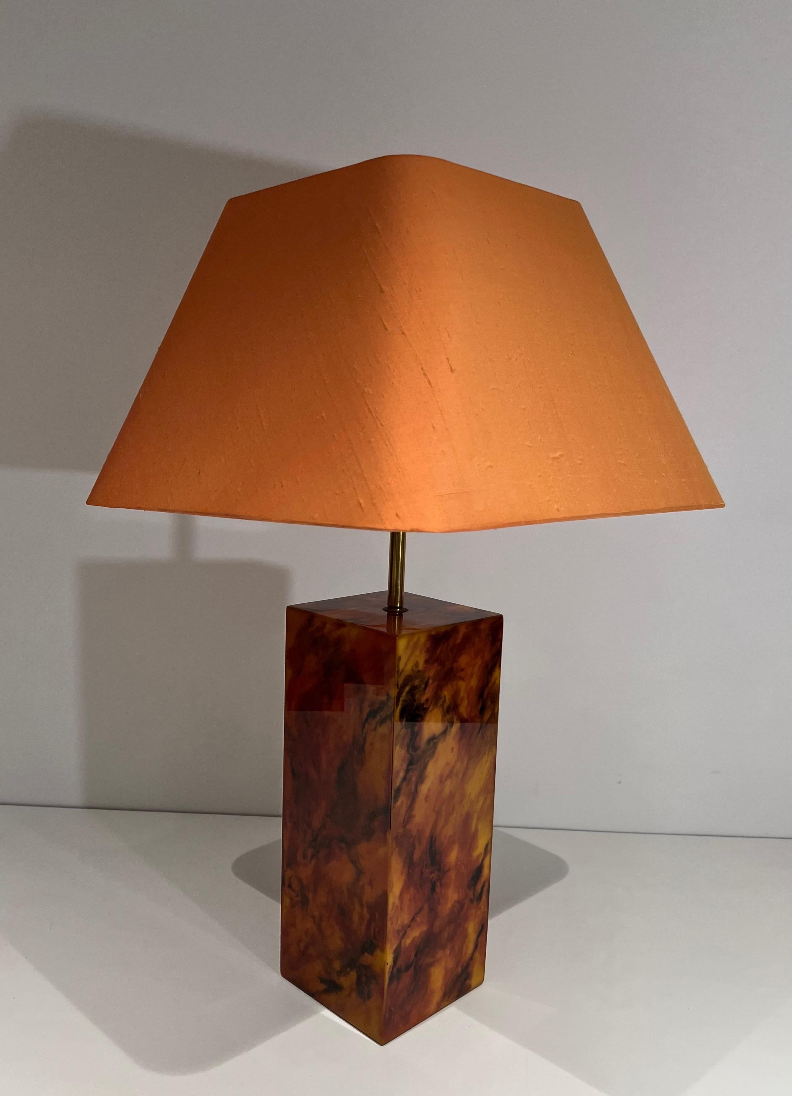 Pair of Lucite Lamps Imitating Tortoise Shell. French work. Circa 1970 For Sale 5