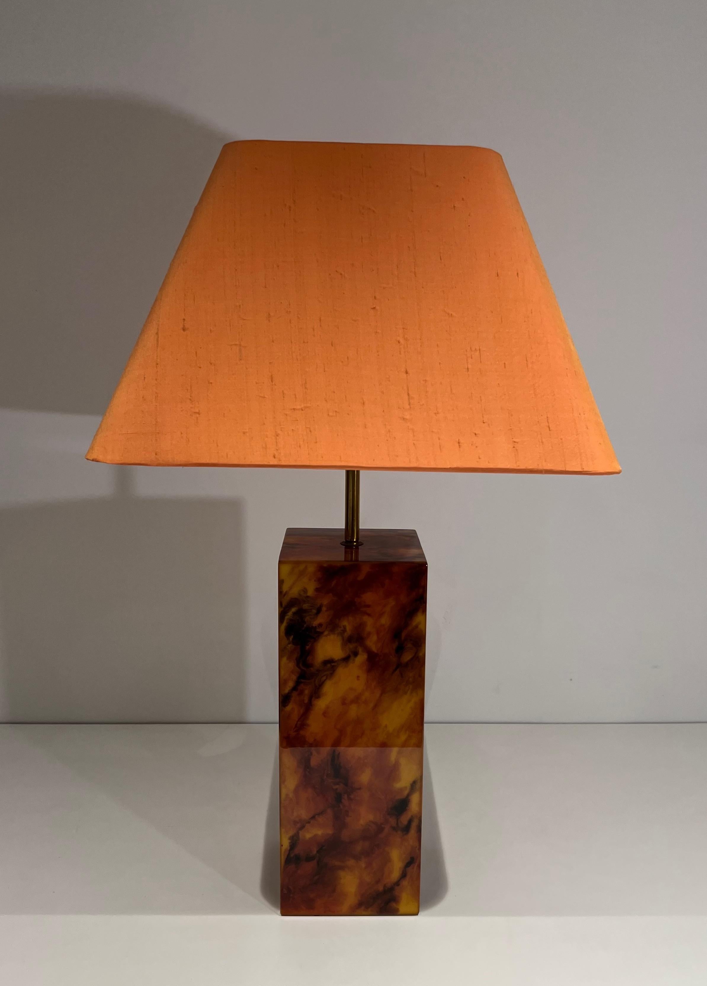 Pair of Lucite Lamps Imitating Tortoise Shell. French work. Circa 1970 For Sale 6