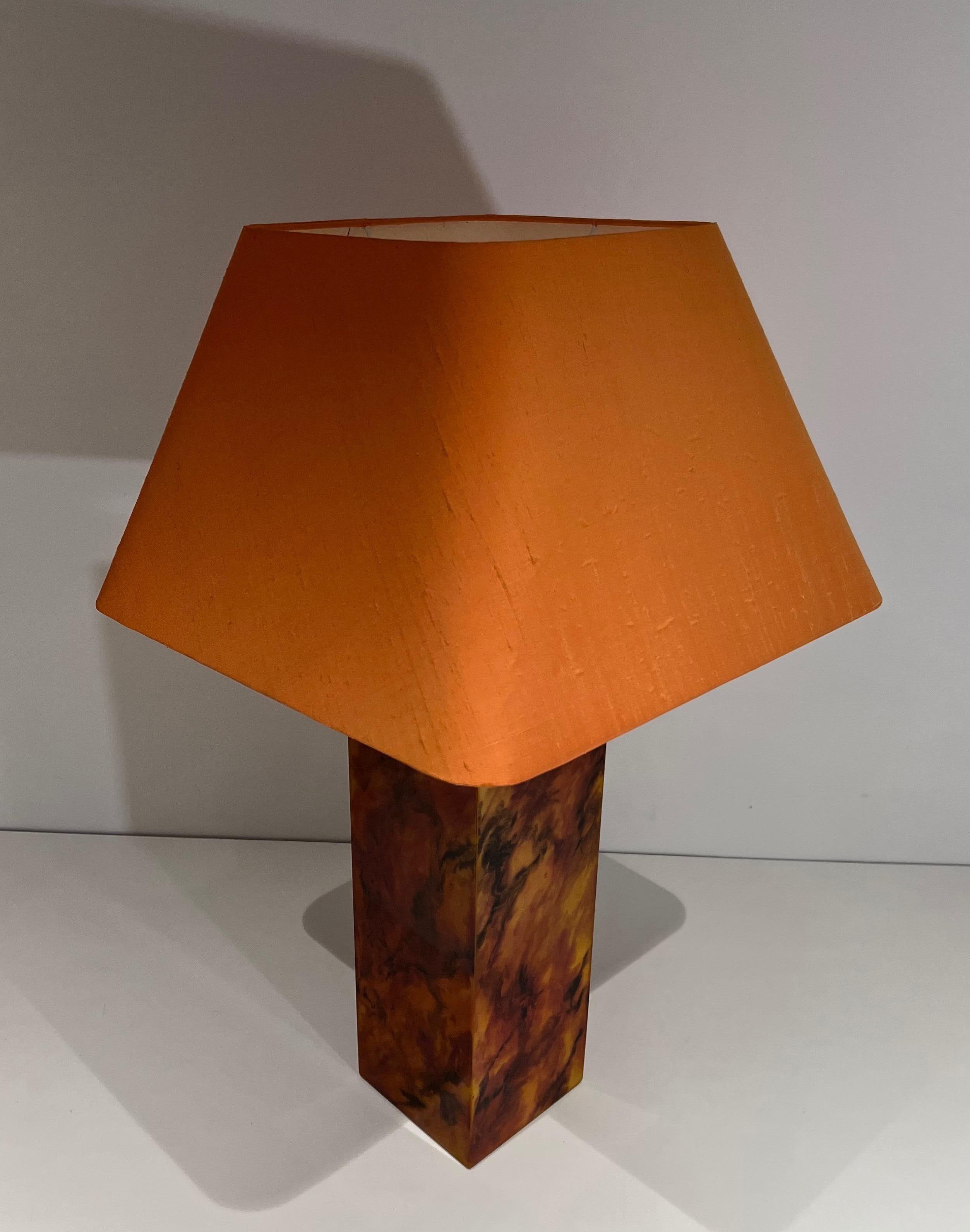 Pair of Lucite Lamps Imitating Tortoise Shell. French work. Circa 1970 For Sale 8