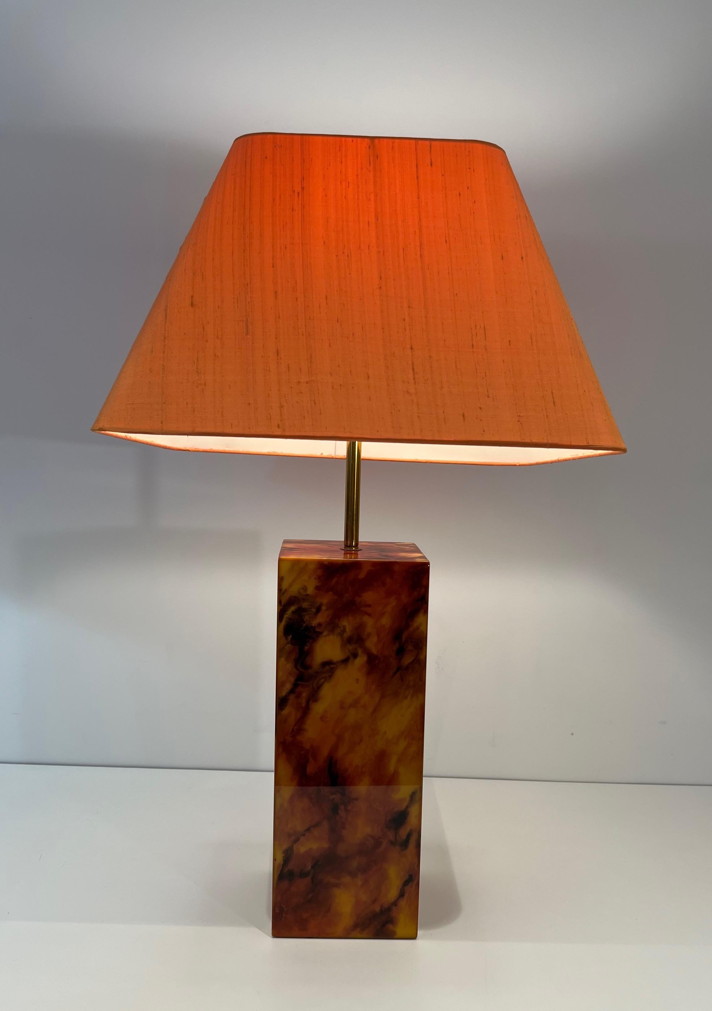 Pair of Lucite Lamps Imitating Tortoise Shell. French work. Circa 1970 For Sale 1