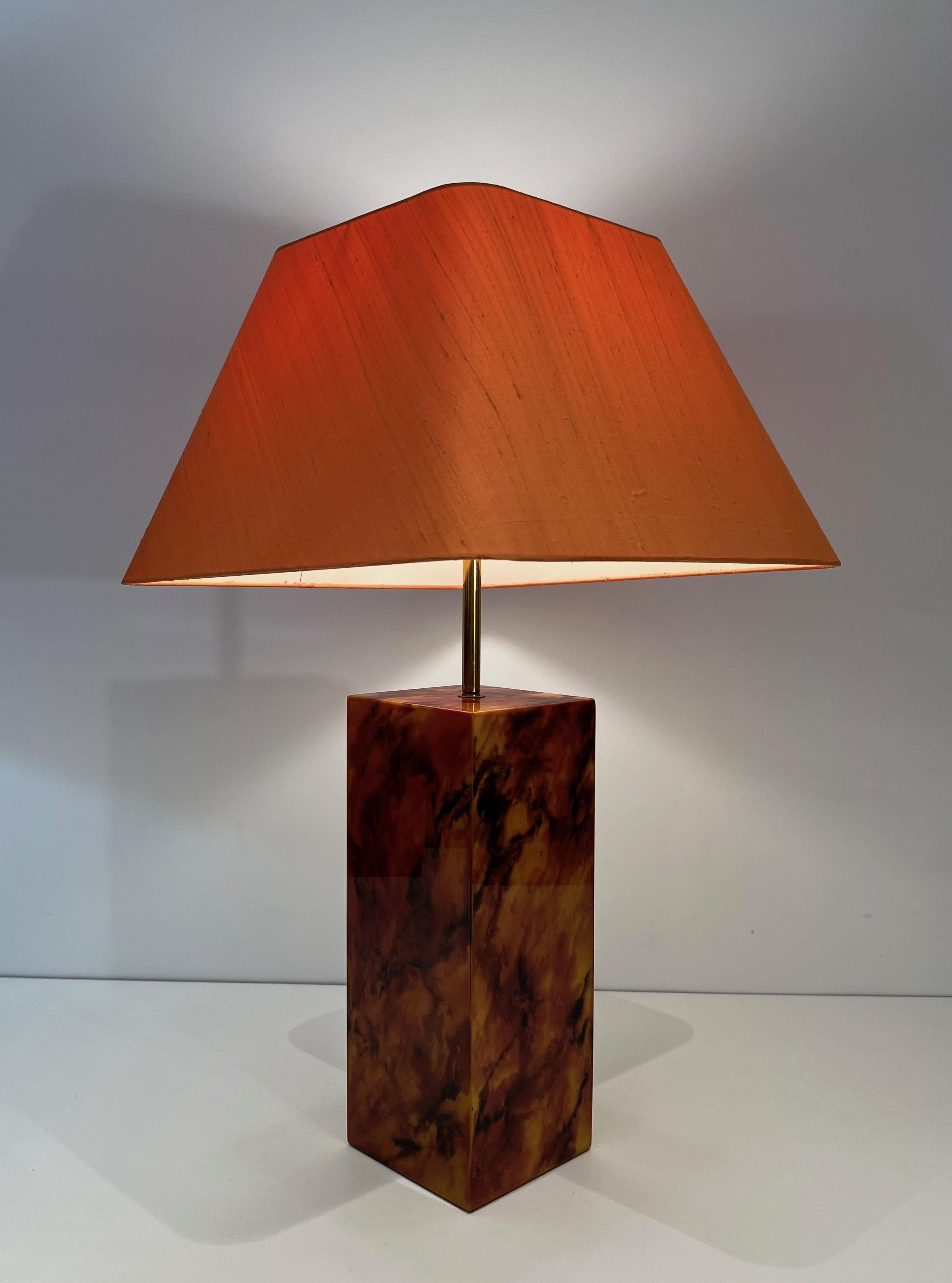 Pair of Lucite Lamps Imitating Tortoise Shell. French work. Circa 1970 For Sale 3