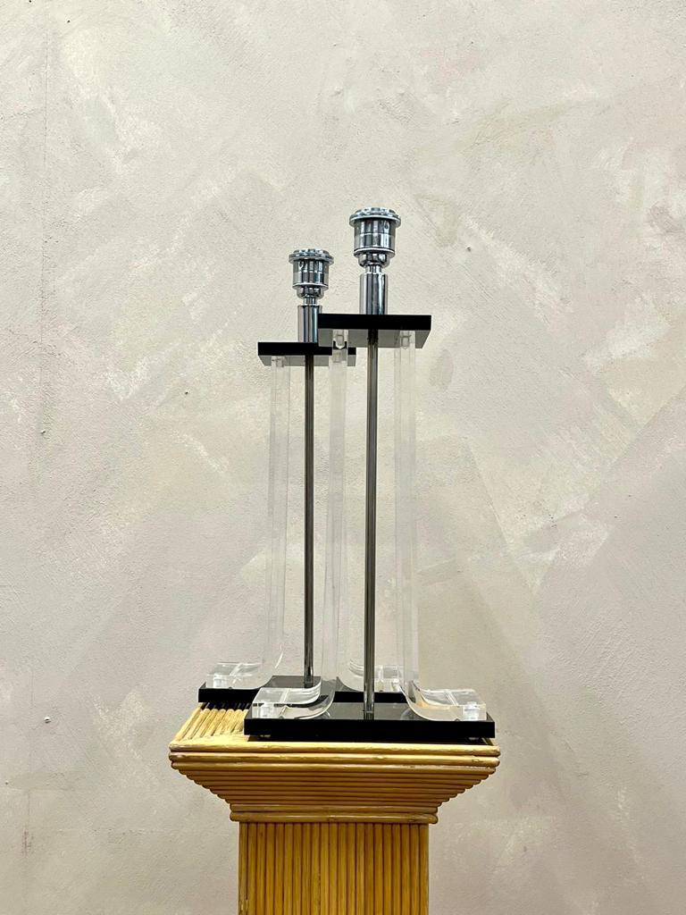 Pair of Lucite Lamps in the Manner of Charles Hollis Jones, C1970 5