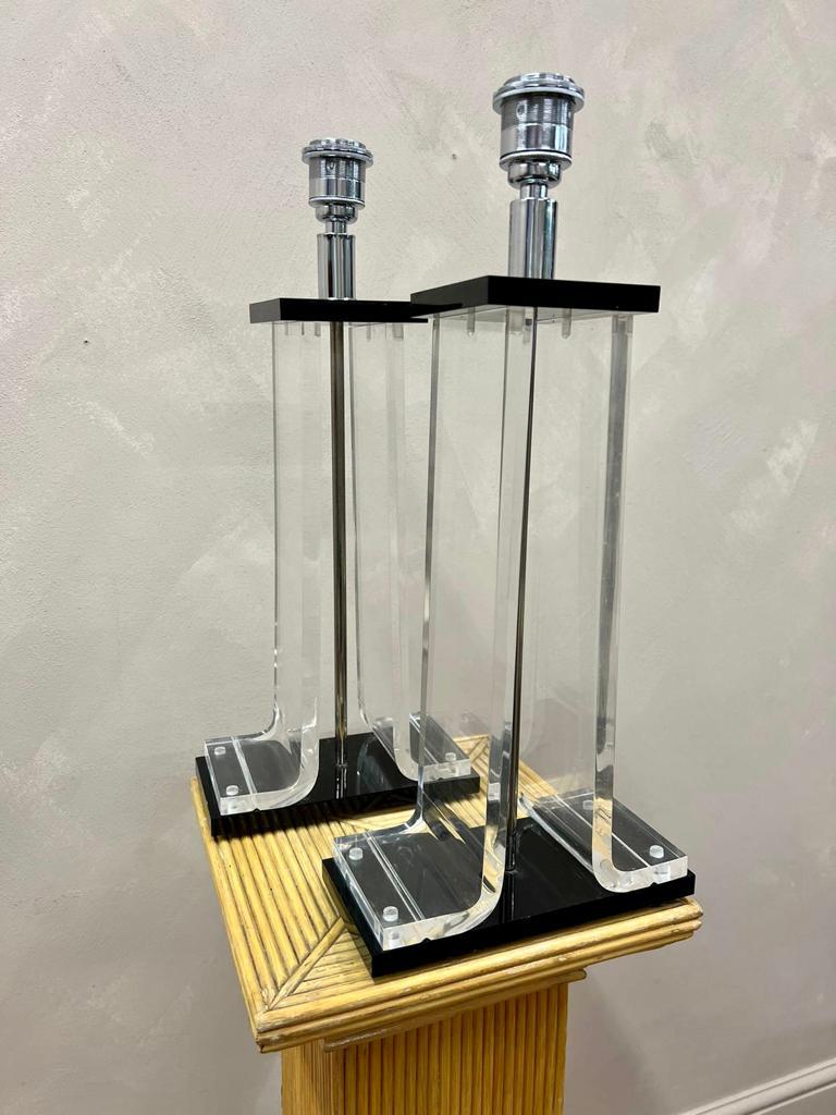 Pair of Lucite Lamps in the Manner of Charles Hollis Jones, C1970 6